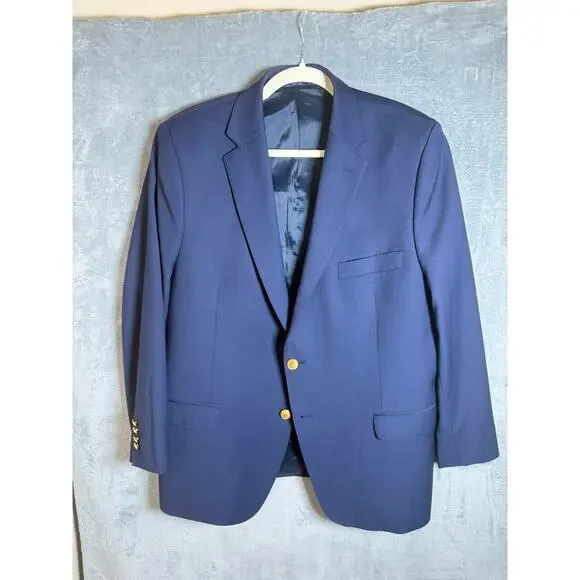 Lauren Ralph Lauren Mens Navy Blazer 42R Gold Crest Buttons Classic Sport Coat - Picture 1 of 7